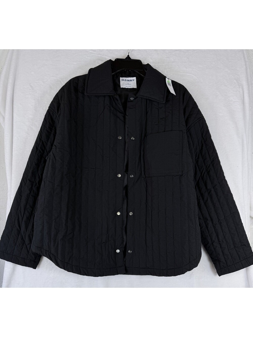 Old Navy Shacket Small Black Quilted Women Snap Front Jacket New NWT